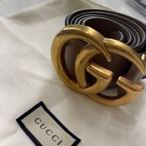 Gucci  Calfskin Double G Belt 95 34 Porcelain Rose